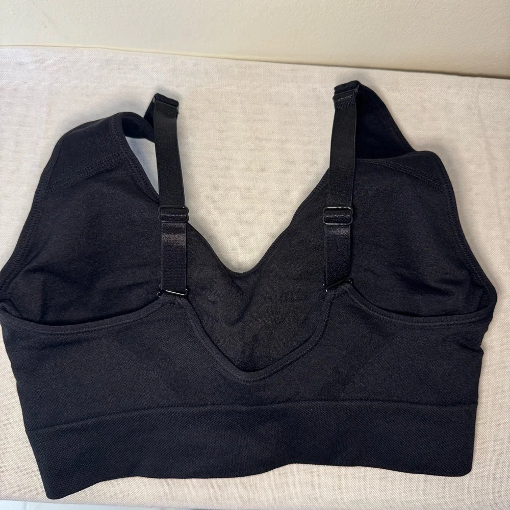 Puma Black V-Neck Sports Bra with Wide Straps 0044 - Picture 13 of 13